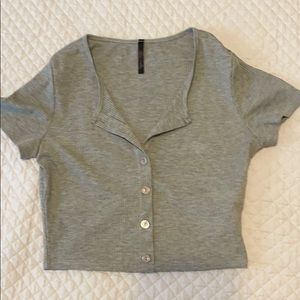 Cropped button down top